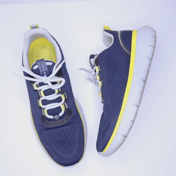 COLE HAAN ZerøGrand Journey Running Sneaker Marine Blue-Cyber Yellow Men's 11 - Picture 1 of 9
